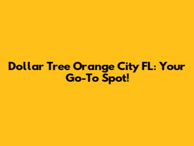 Dollar Tree Orange City FL: Your Go-To Spot!