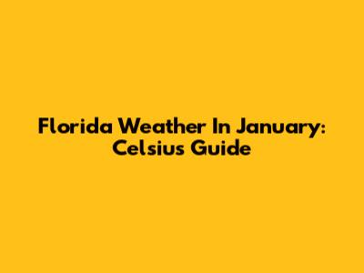Florida Weather In January: Celsius Guide