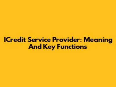 ICredit Service Provider: Meaning And Key Functions