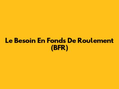 Le Besoin En Fonds De Roulement (BFR)